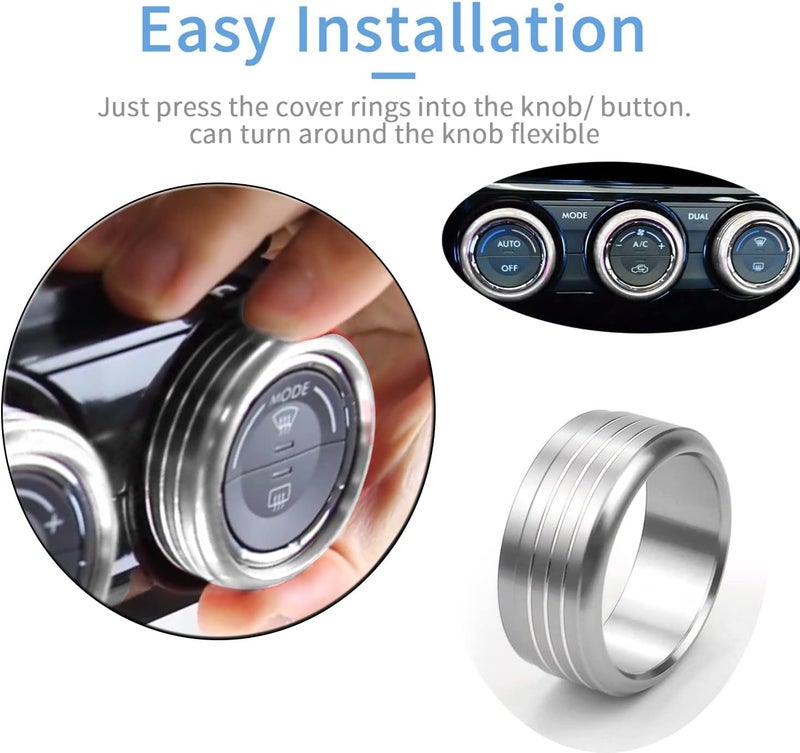 Bentolin for Subaru AC Knob Cover Accessory Center Console Switch Volume Temp Control Button Ring Trim Compatible with Forester 2014-2018, Crosstrek XV 2013-2017,Impreza 2014-2016,WRX/STi 2015-2020 Silver - Image 5